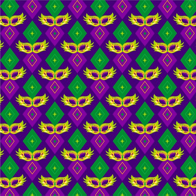 Flat pattern design for mardi gras festival