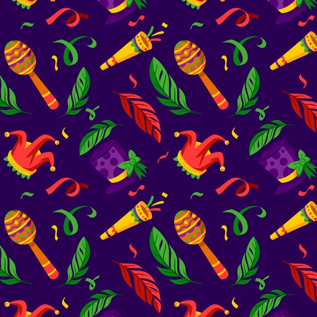 Free vector flat pattern design for mardi gras festival