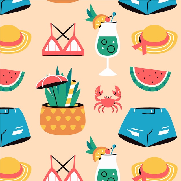 Free vector flat pattern design for summer