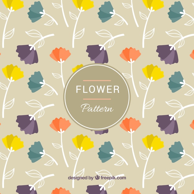 Free vector flat pattern with flowers in different colors