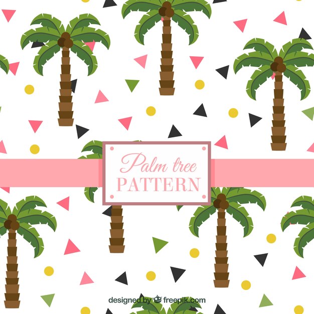 flat pattern with palm trees and geometric shapes