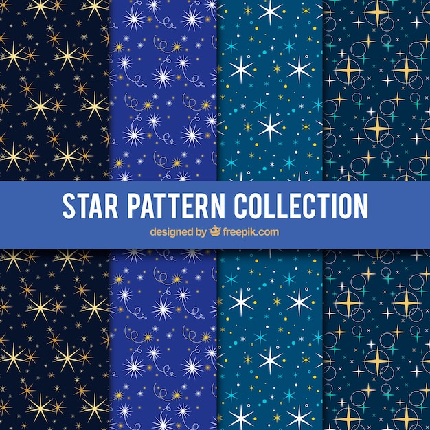 Free vector flat patterns collection with stars