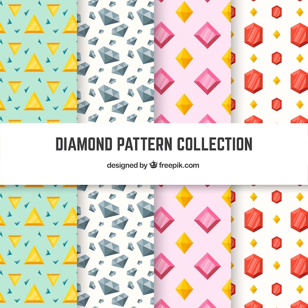 Free vector flat patterns with colored gems