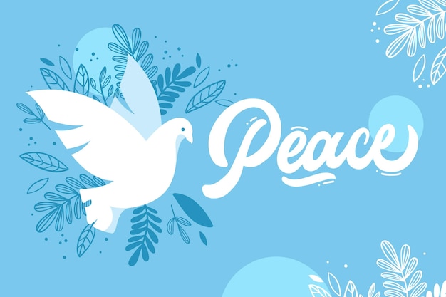 Flat peace background with dove illustrated
