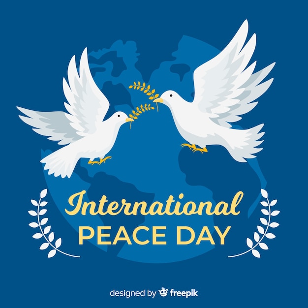 Free vector flat peace day background with dove