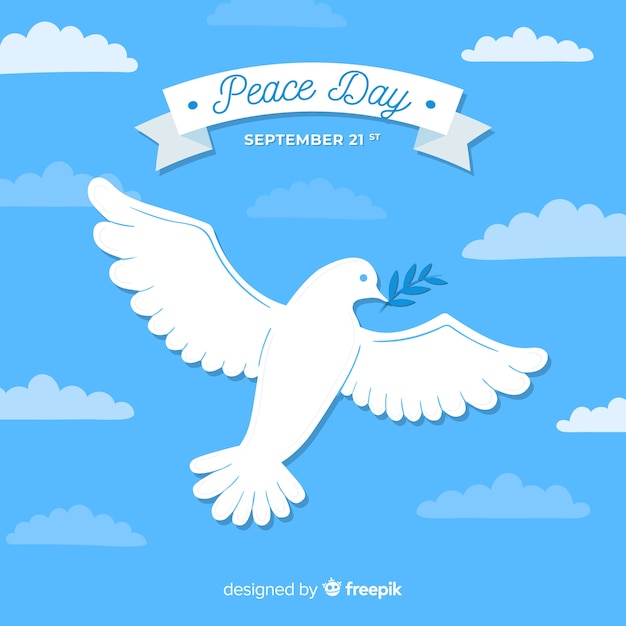 Free vector flat peace day background with dove