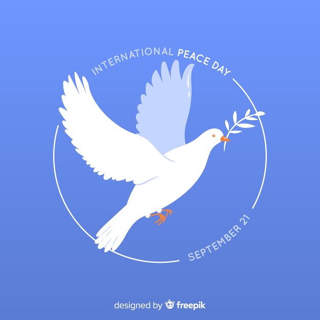 Flat peace day background with a dove