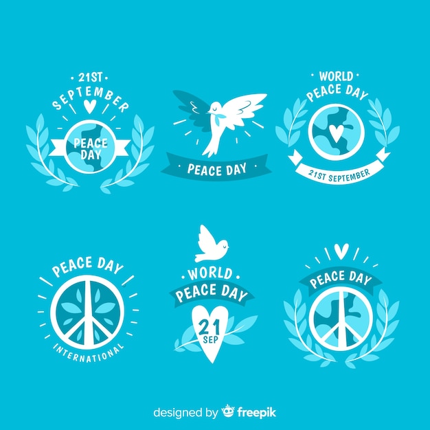 Free Vector flat peace day badge collection