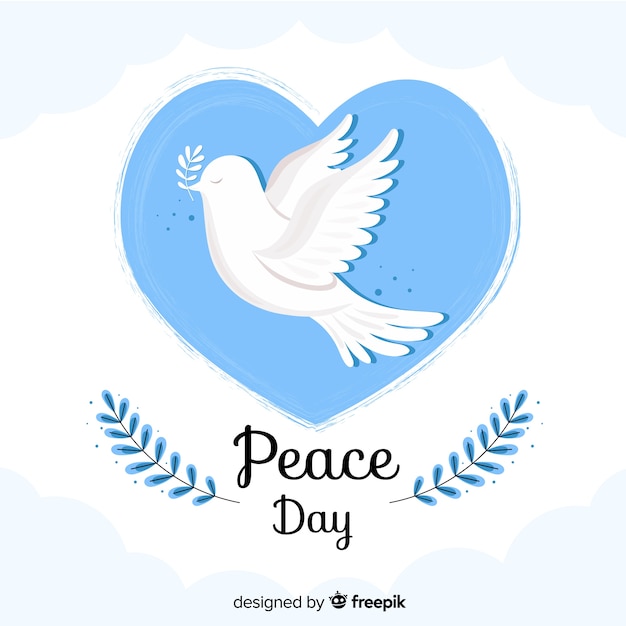Free vector flat peace day in a heart bubble
