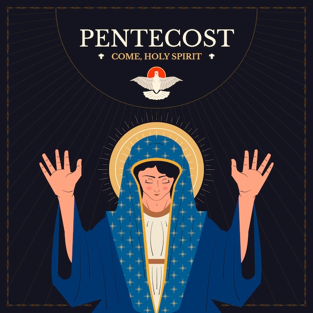 Vettore gratuito illustrazione di pentecoste piatta