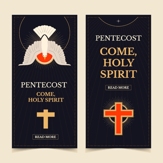 Flat pentecost vertical banners collection