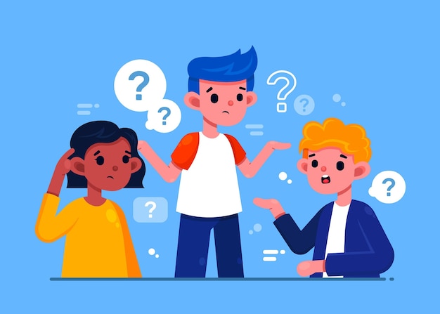 Free vector flat people asking questions illustration