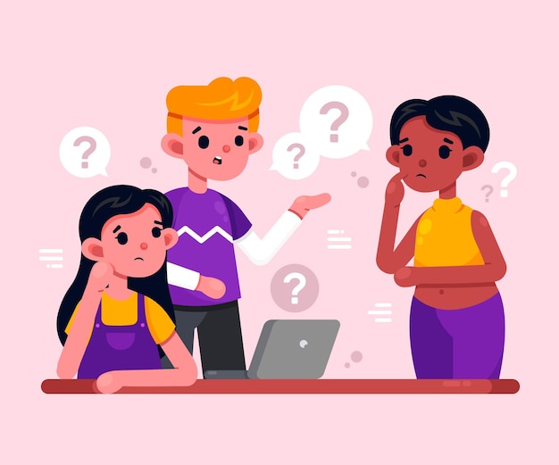 Free vector flat people asking questions illustration