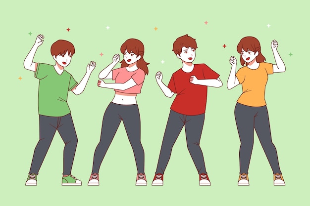 Flat people dancing illustration