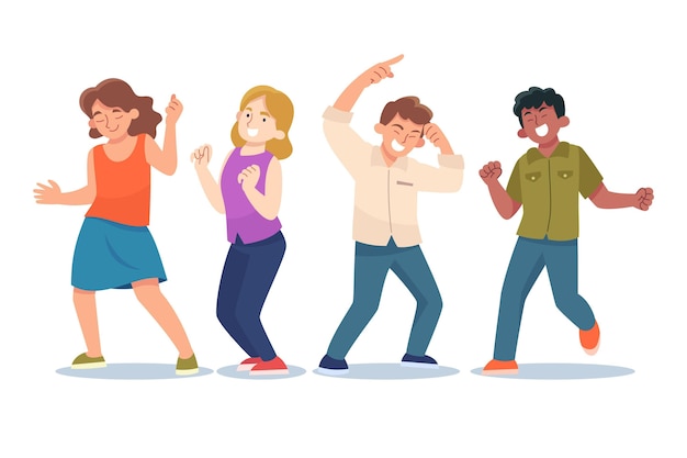 Flat people dancing together