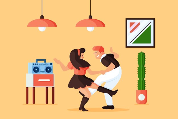 Free vector flat people dancing together