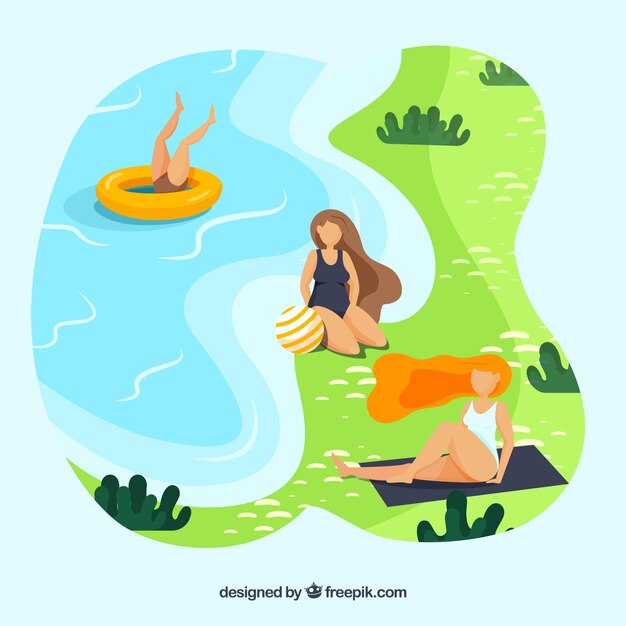 Free vector flat people doing leisure outdoor activities