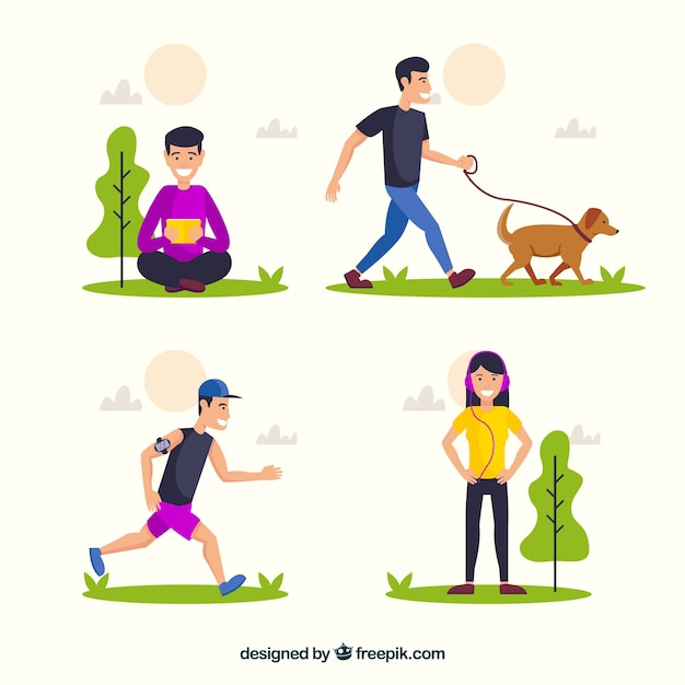 Free vector flat people doing leisure outdoor activities