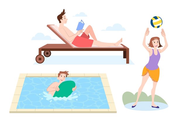 Free vector flat people doing outdoor activities