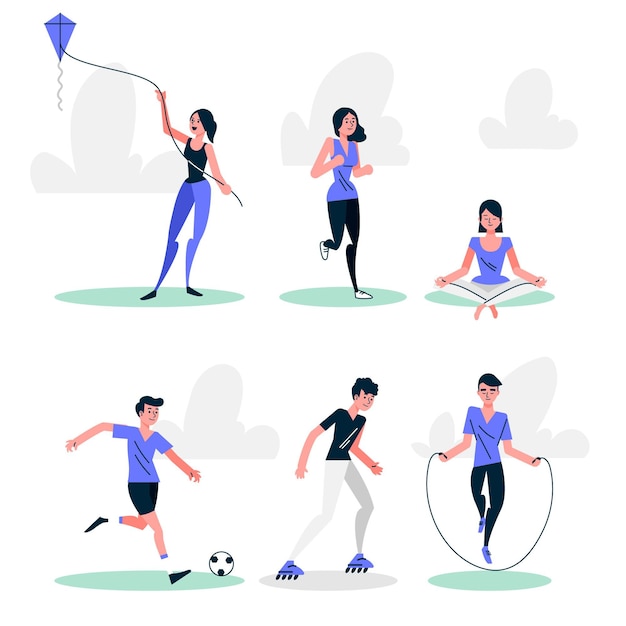 Free vector flat people doing outdoor activities