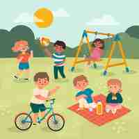 Free vector flat people doing outdoor activities