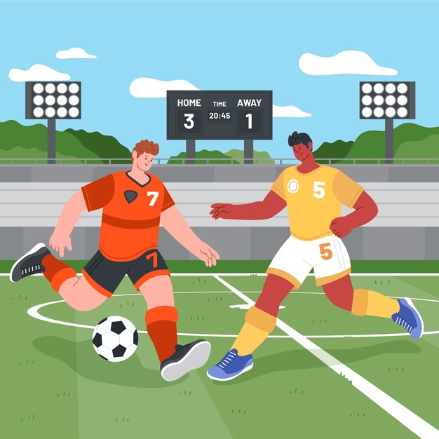 スポーツのイラストを行うフラットな人々