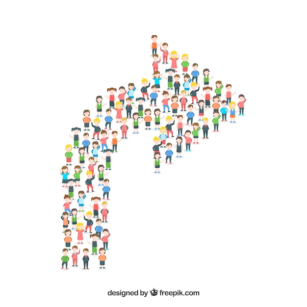 Free vector flat people forming an arrow to the right