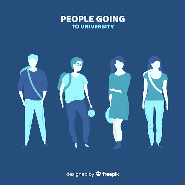 Free vector flat people going to university collection