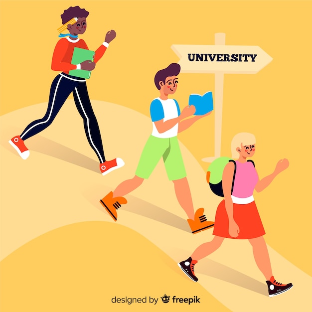 Free vector flat people going to university collection