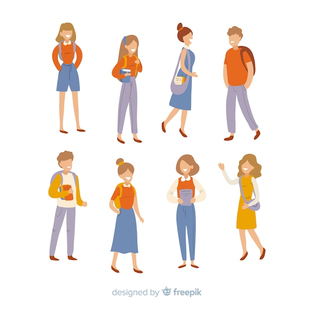 Free vector flat people going to the university