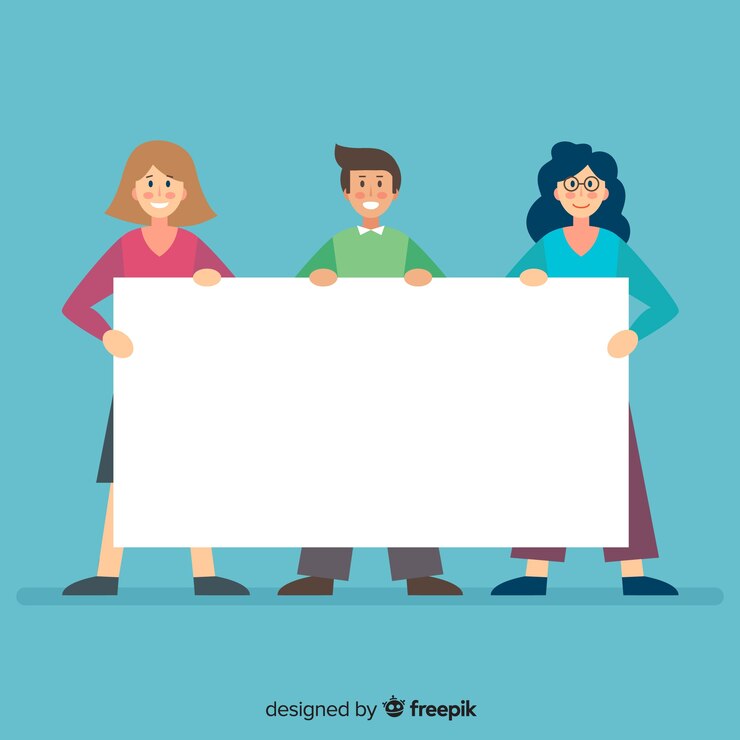 Free Vector flat people holding blank banner