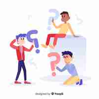 Free vector flat people holding question marks