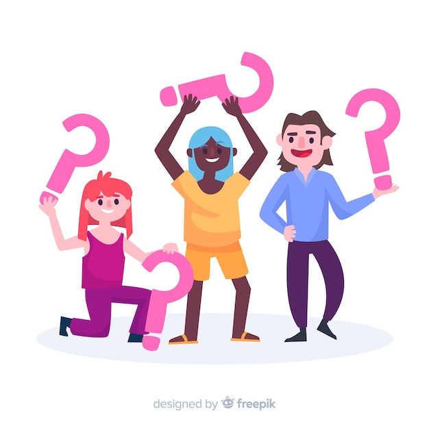 Free vector flat people holding question marks