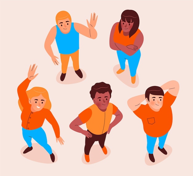 Free vector flat people looking up collection