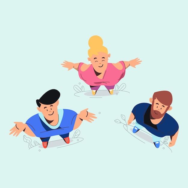 Free vector flat people looking up illustrated