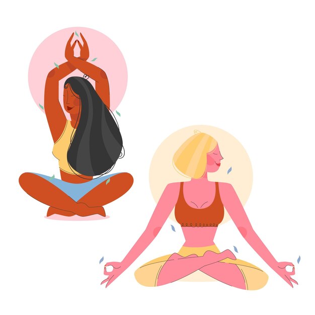 Flat people meditating illustration