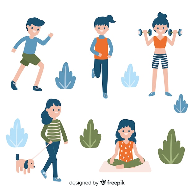 Free vector flat people in the park collection