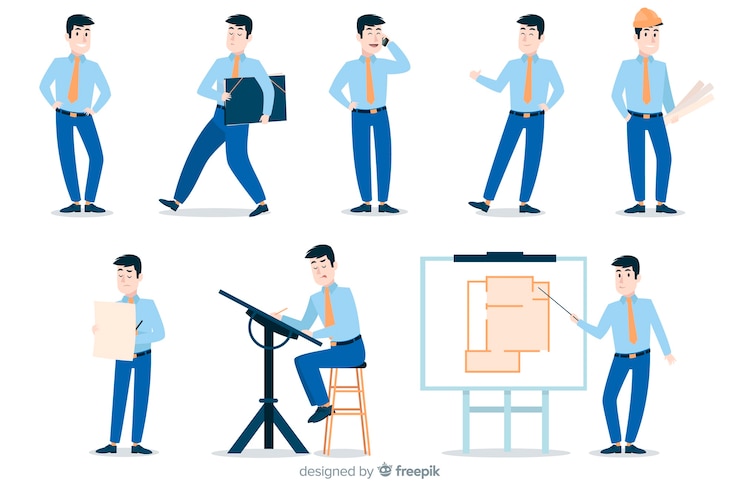 Free Vector flat people scenes at office