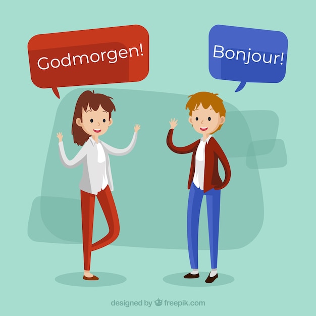 Бесплатное векторное изображение Плоские люди, говорящие на разных языках