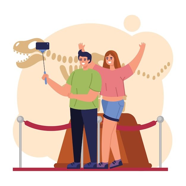 Free vector flat people taking photos with smartphone