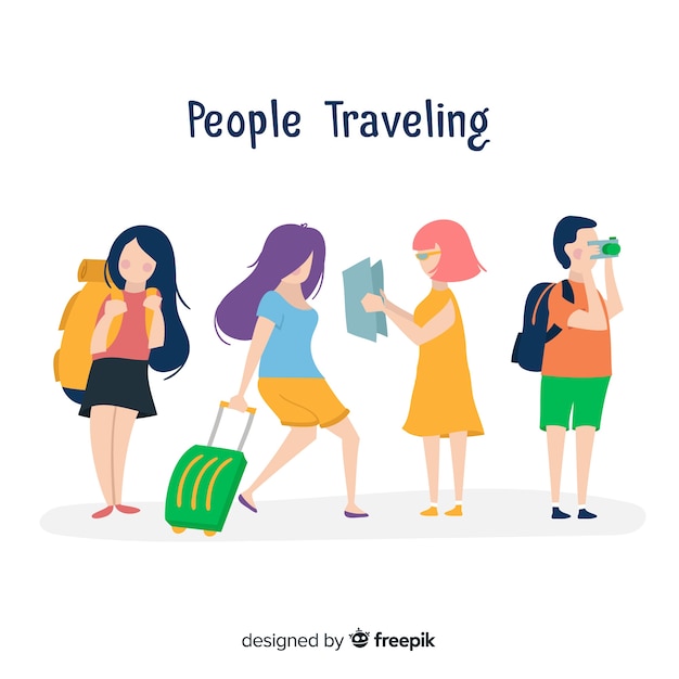 Flat people traveling collection