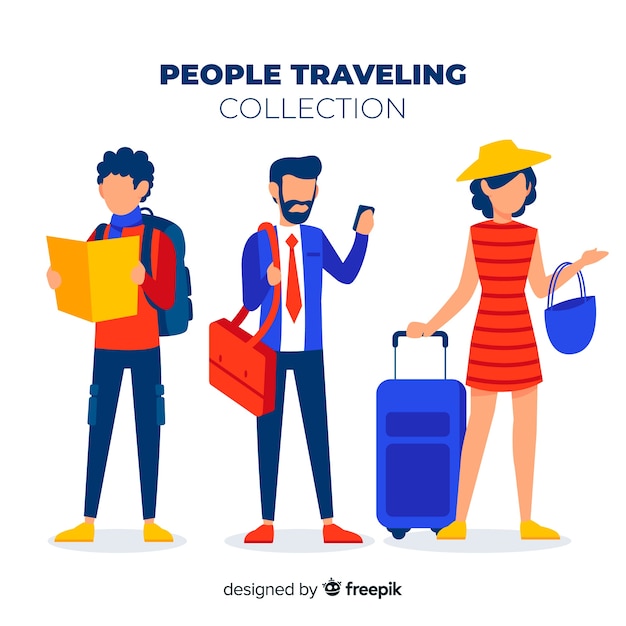 Flat people traveling collection