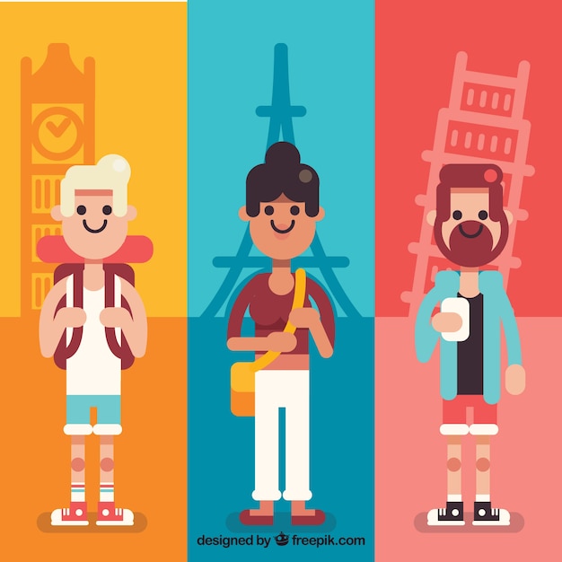 Free vector flat people traveling