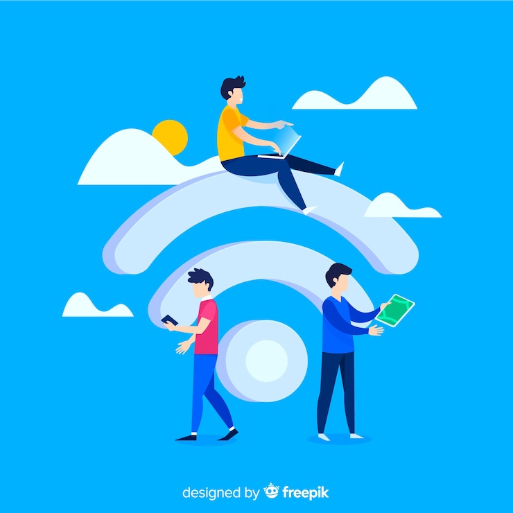 Free Vector flat people using wireless network