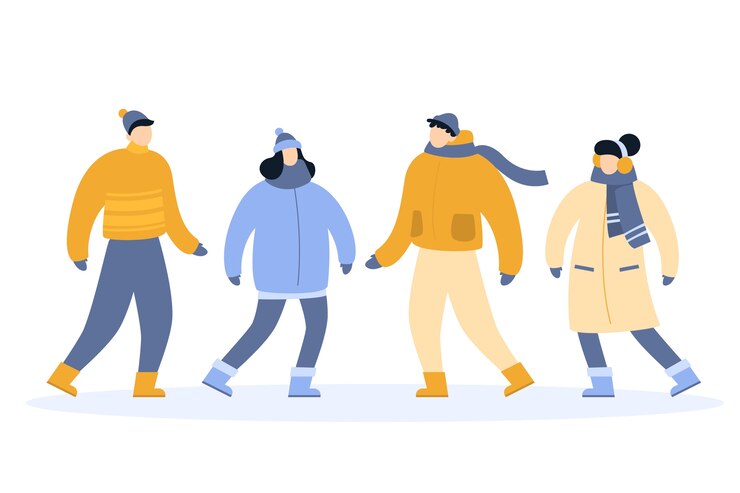 Free Vector flat people wearing winter clothes