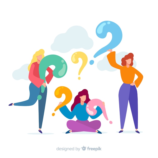 Free vector flat people with question marks background