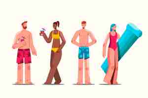 Free vector flat people with summer clothes collection