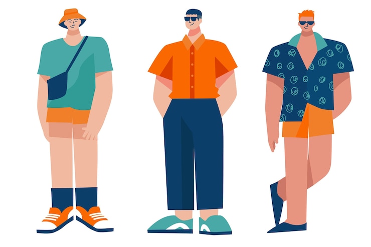 Free Vector flat people with summer clothes collection