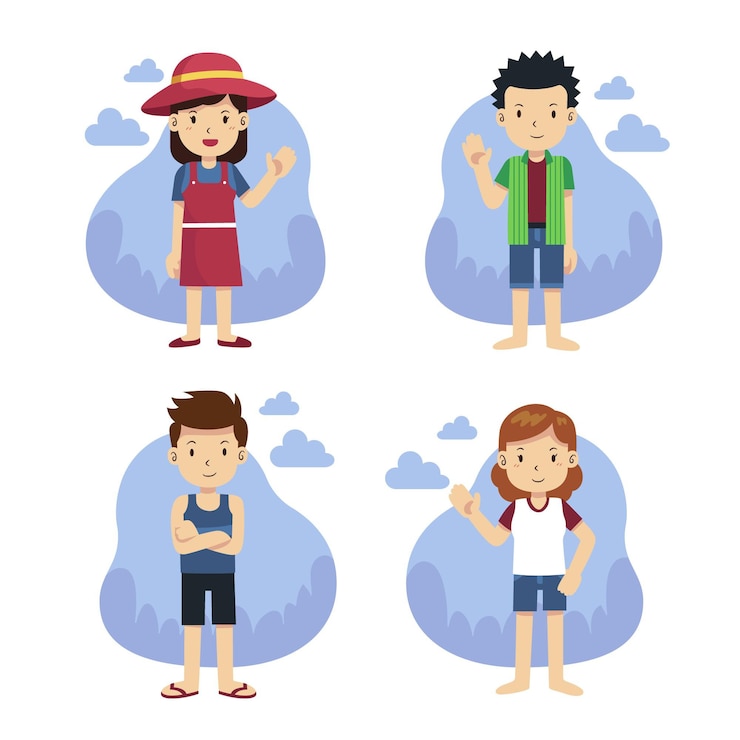 Free Vector flat people with summer clothes collection