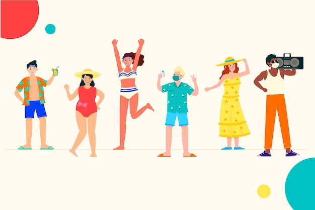 Free vector flat people with summer clothes collection